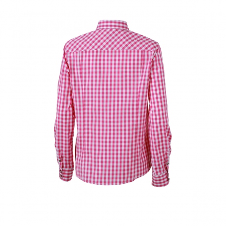 chemisier manches longues à carreaux - JN637 - FEMME - rose pourpre et blanc