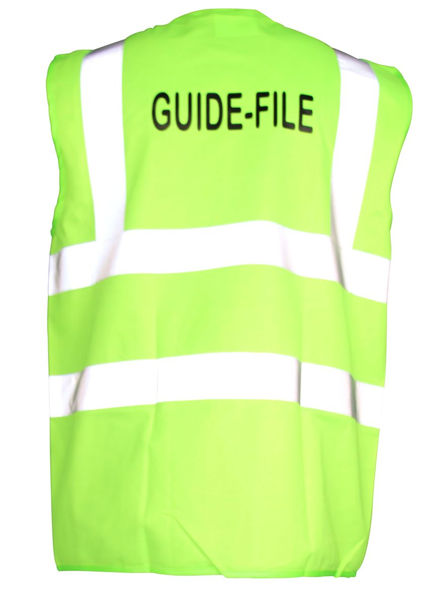 Gilet de sécurité vert marquage au dos guide-file évacuation incendie