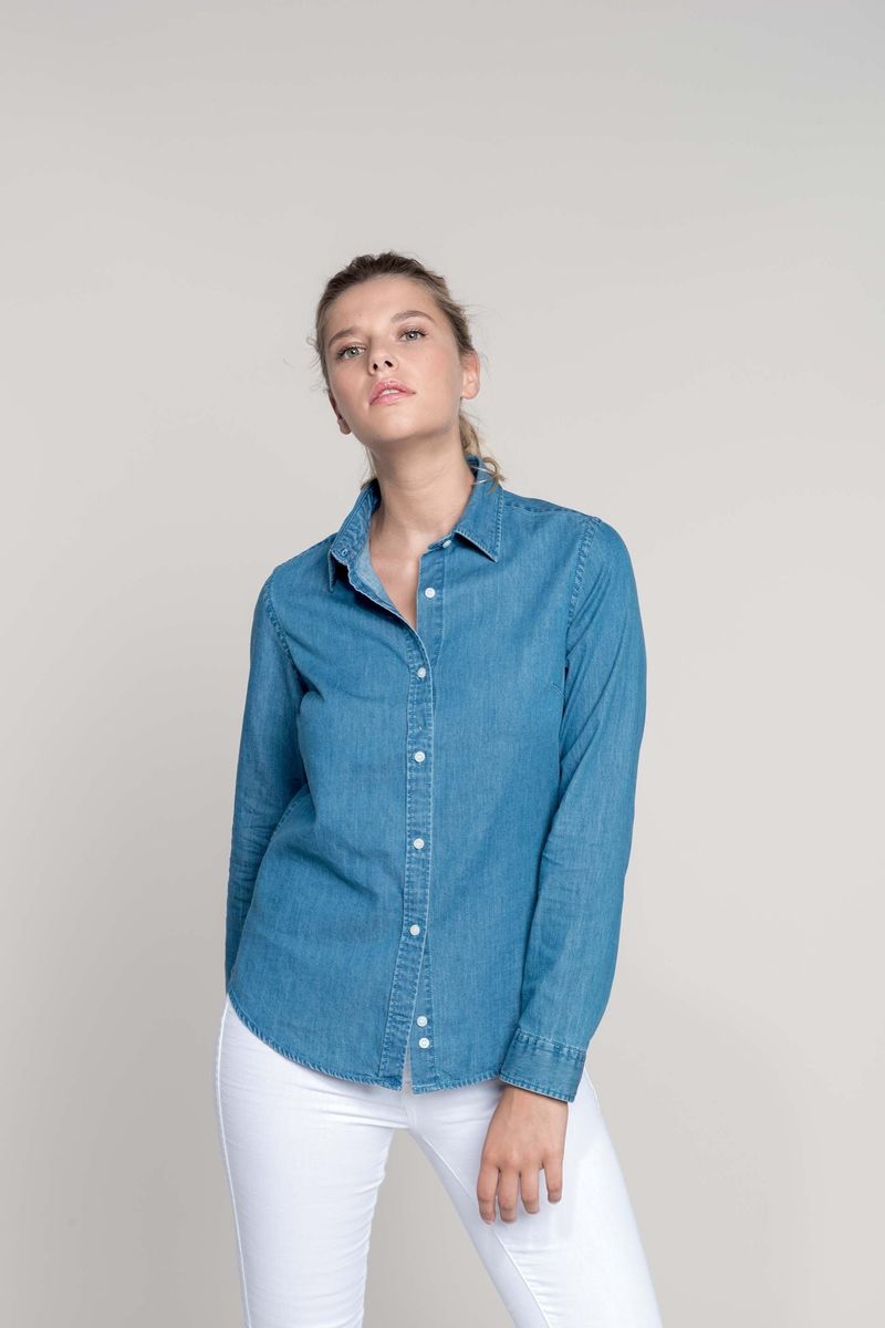 Chemise chambray manches longues pour femme