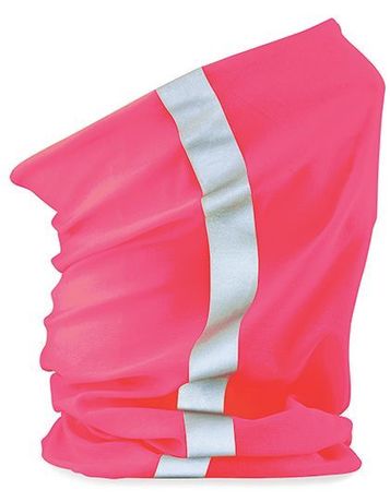 Echarpe tubulaire - tour de cou avec bande réfléchissante - B950 - rose fluo