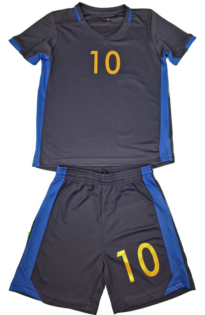 Ensemble maillot et short foot bleu marine pour enfant