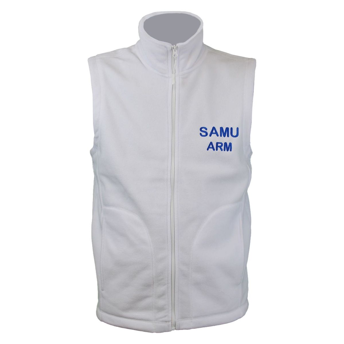Gilet sans manches micropolaire homme - type SAMU personnalisé recto verso - blanc