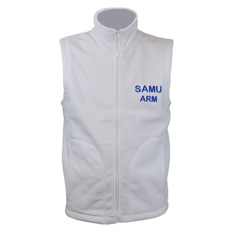 Gilet sans manches micropolaire homme - type SAMU personnalisé recto verso - blanc