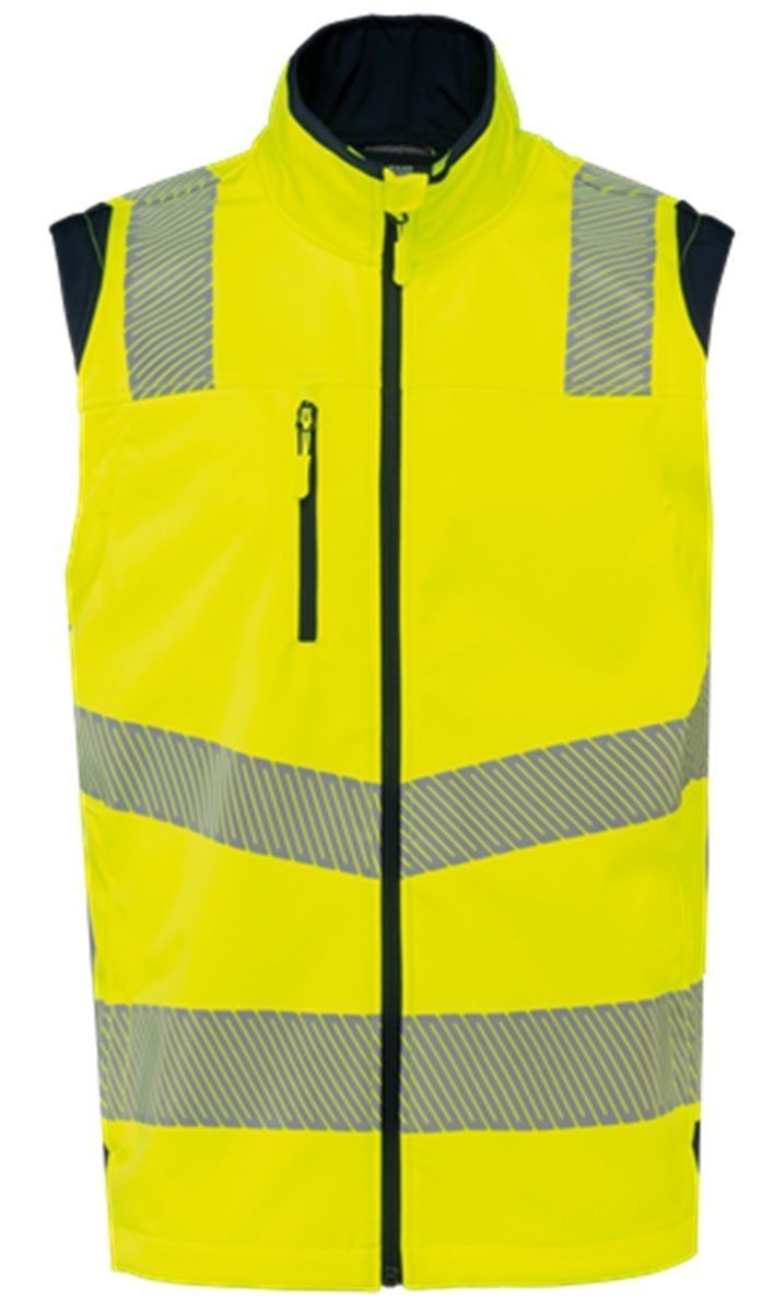 Veste softshell de sécurité manches amovibles - Unisexe - WK460 - jaune fluo et bleu marine