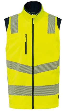 Veste softshell de sécurité manches amovibles - Unisexe - WK460 - jaune fluo et bleu marine