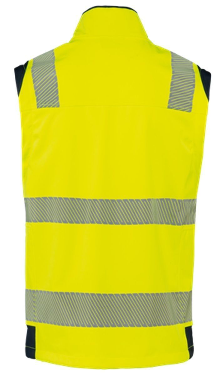 Veste softshell de sécurité manches amovibles - Unisexe - WK460 - jaune fluo et bleu marine