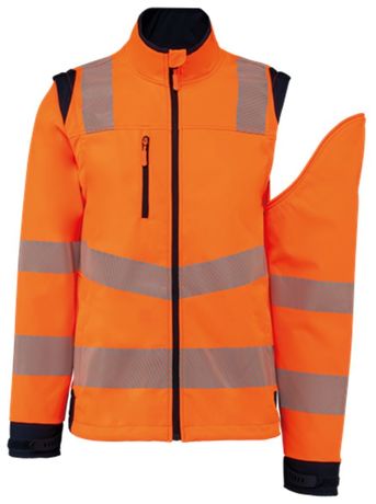 Veste softshell de sécurité manches amovibles - Unisexe - WK460 - orange fluo et bleu marine