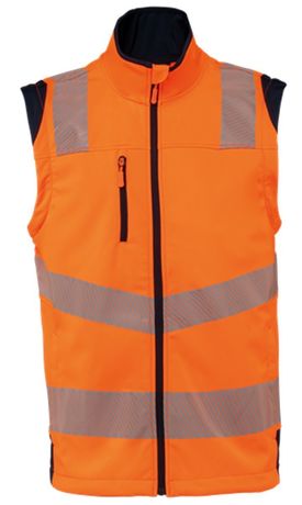 Veste softshell de sécurité manches amovibles - Unisexe - WK460 - orange fluo et bleu marine