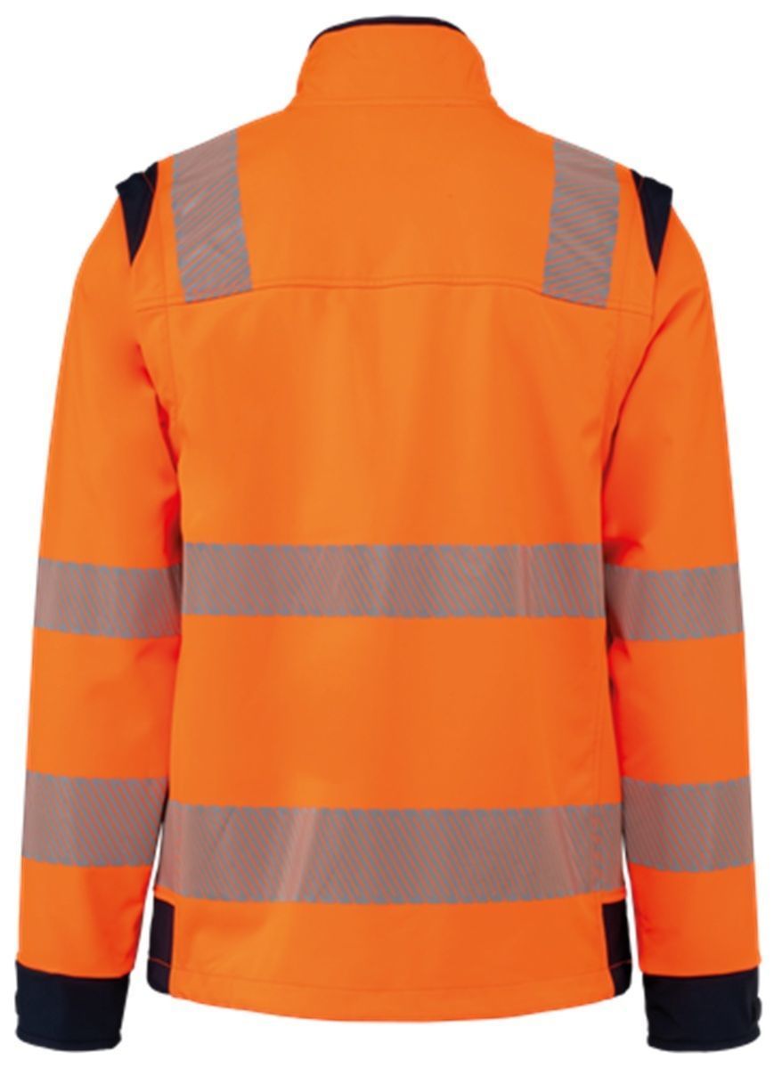 Veste softshell de sécurité manches amovibles - Unisexe - WK460 - orange fluo et bleu marine