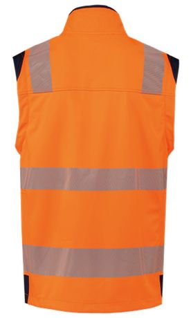 Veste softshell de sécurité manches amovibles - Unisexe - WK460 - orange fluo et bleu marine