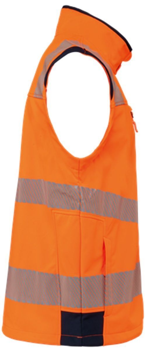 Veste softshell de sécurité manches amovibles - Unisexe - WK460 - orange fluo et bleu marine