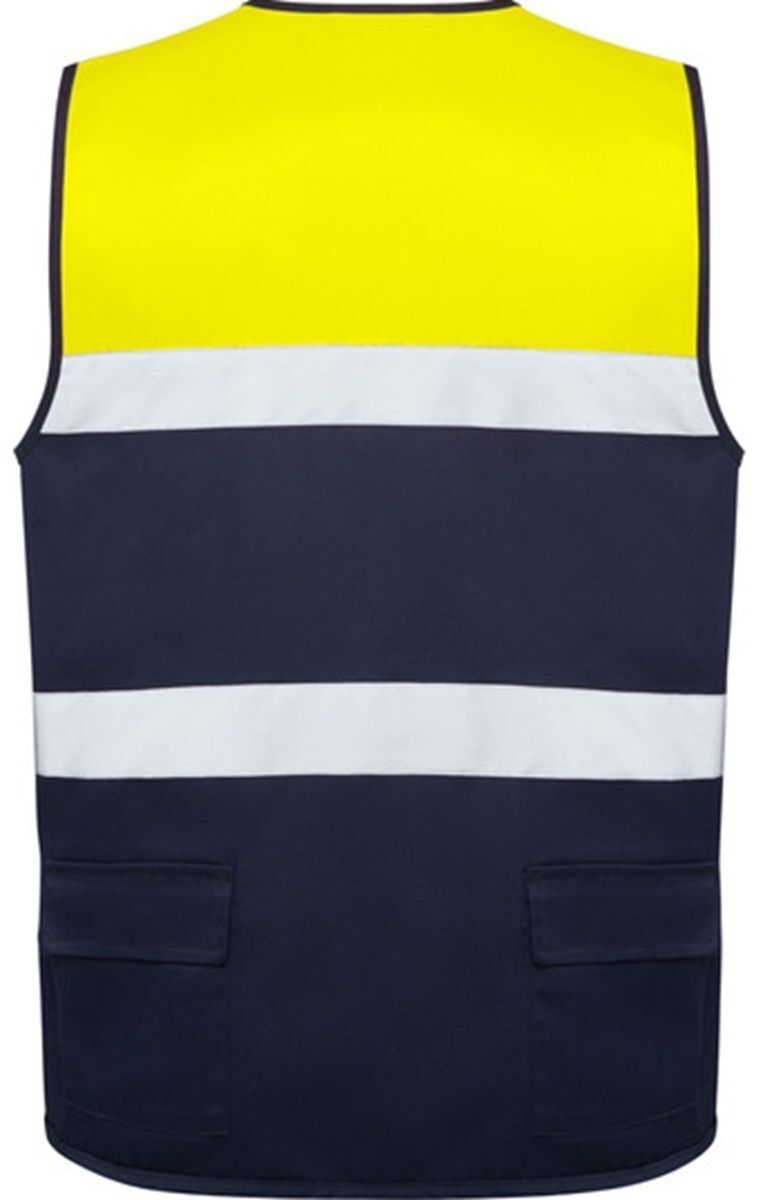 Gilet de sécurité en tissu - Haute visibilité - RY9323  - bleu marine et jaune fluo