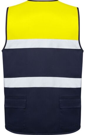 Gilet de sécurité en tissu - Haute visibilité - RY9323  - bleu marine et jaune fluo