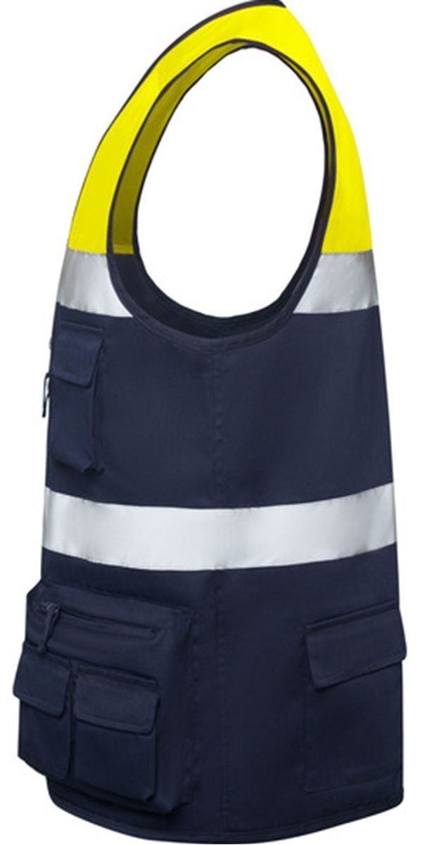 Gilet de sécurité en tissu - Haute visibilité - RY9323  - bleu marine et jaune fluo