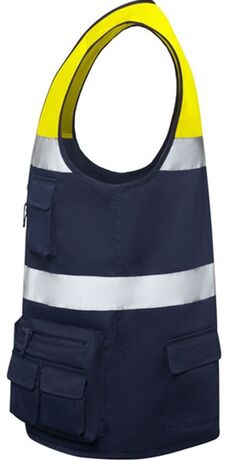 Gilet de sécurité en tissu - Haute visibilité - RY9323  - bleu marine et jaune fluo