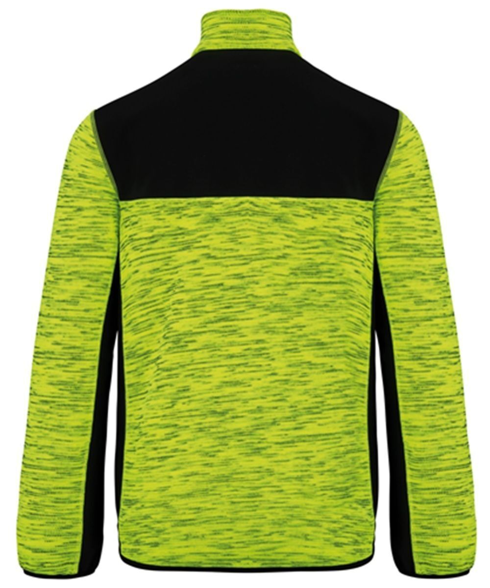 Veste recylée en polytricot - WK9108 - jaune fluo chiné et noir
