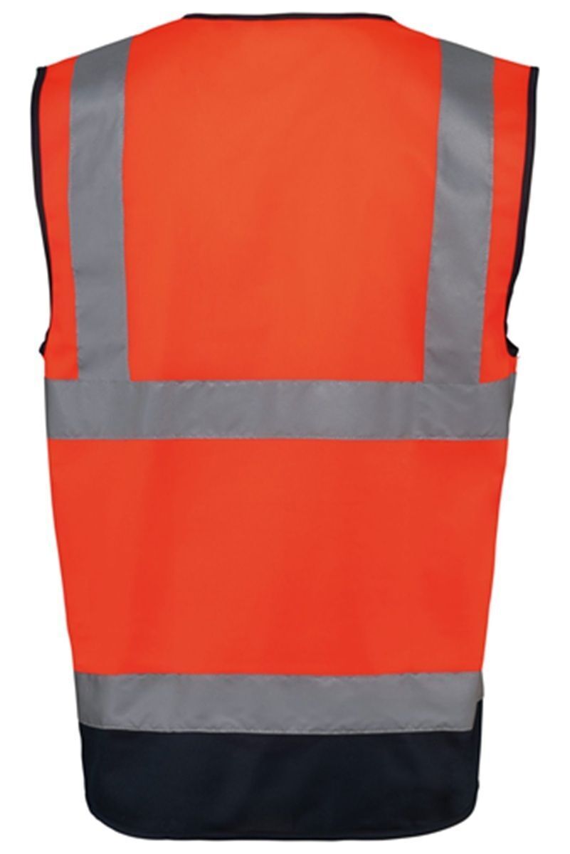 Gilet de sécurité haute visibilité - Unisexe - WK618 - orange fluo et bleu marine