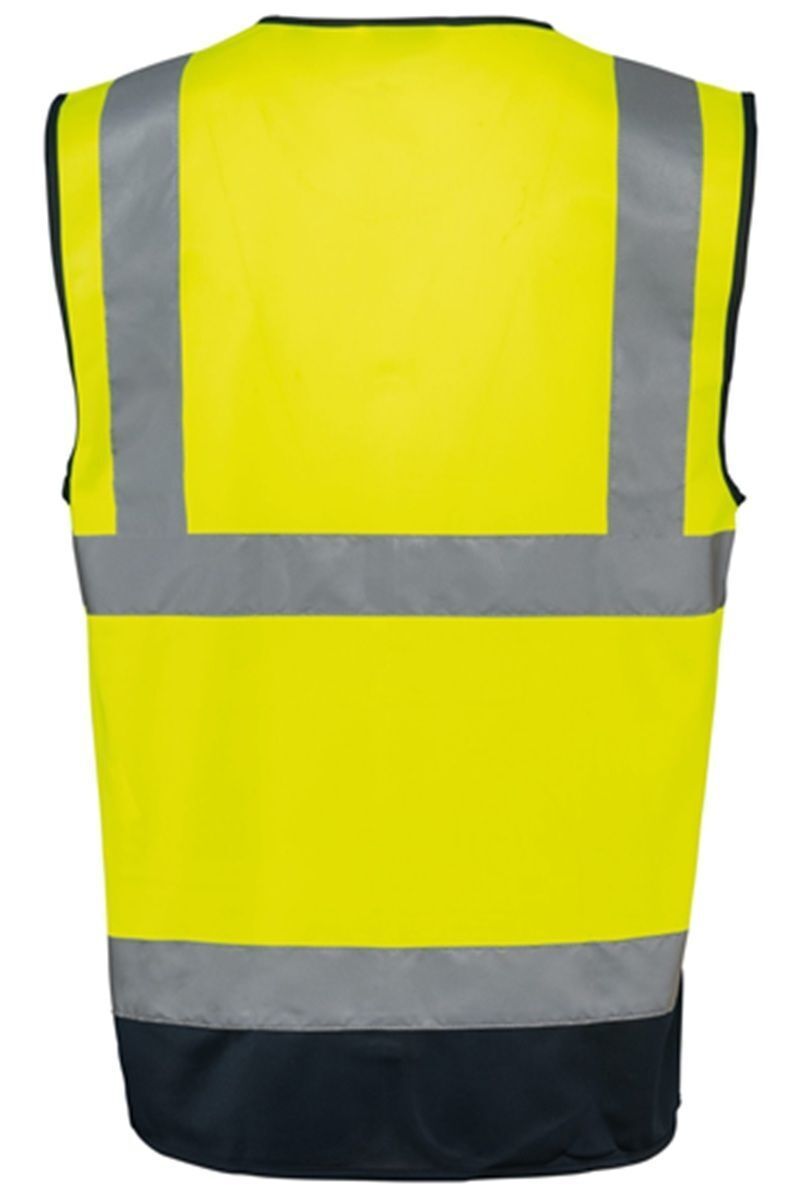 Gilet de sécurité haute visibilité - Unisexe - WK618 - jaune fluo et bleu marine
