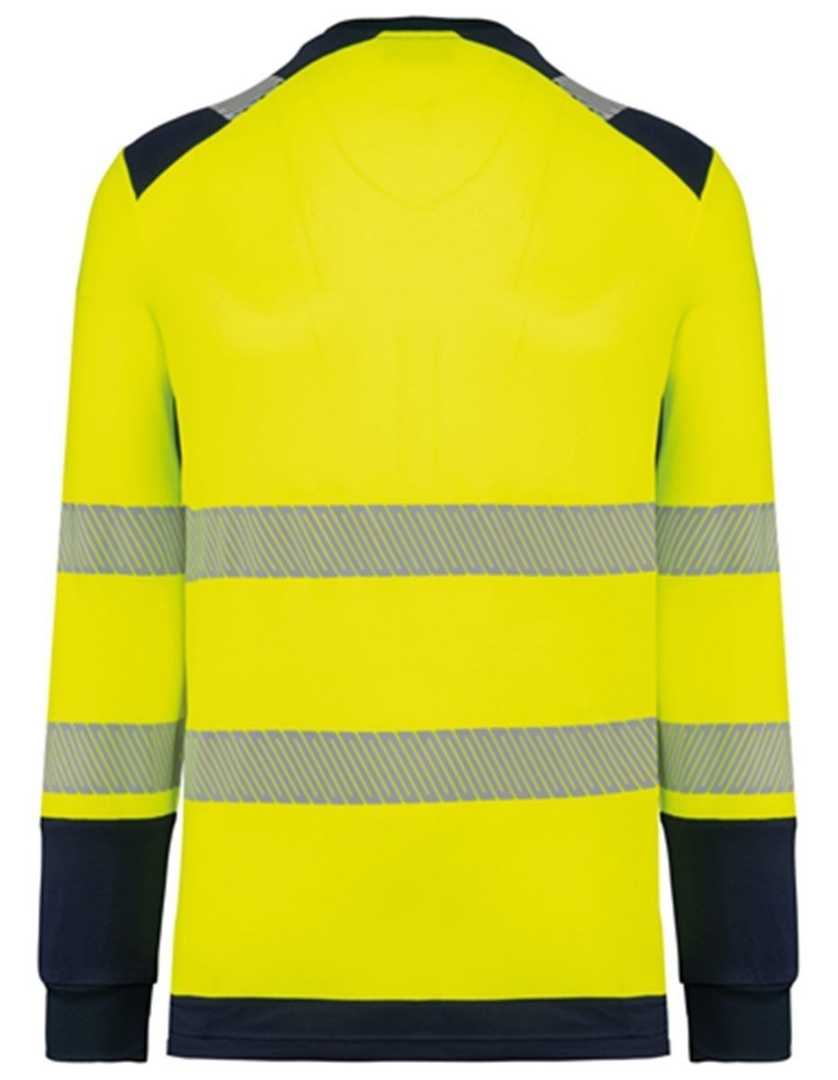 T-shirt de sécurité haute visibilité recyclé - Unisexe - WK361 - jaune fluo et bleu marine