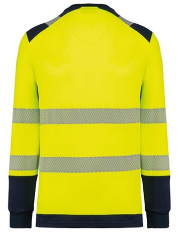 T-shirt de sécurité haute visibilité recyclé - Unisexe - WK361 - jaune fluo et bleu marine