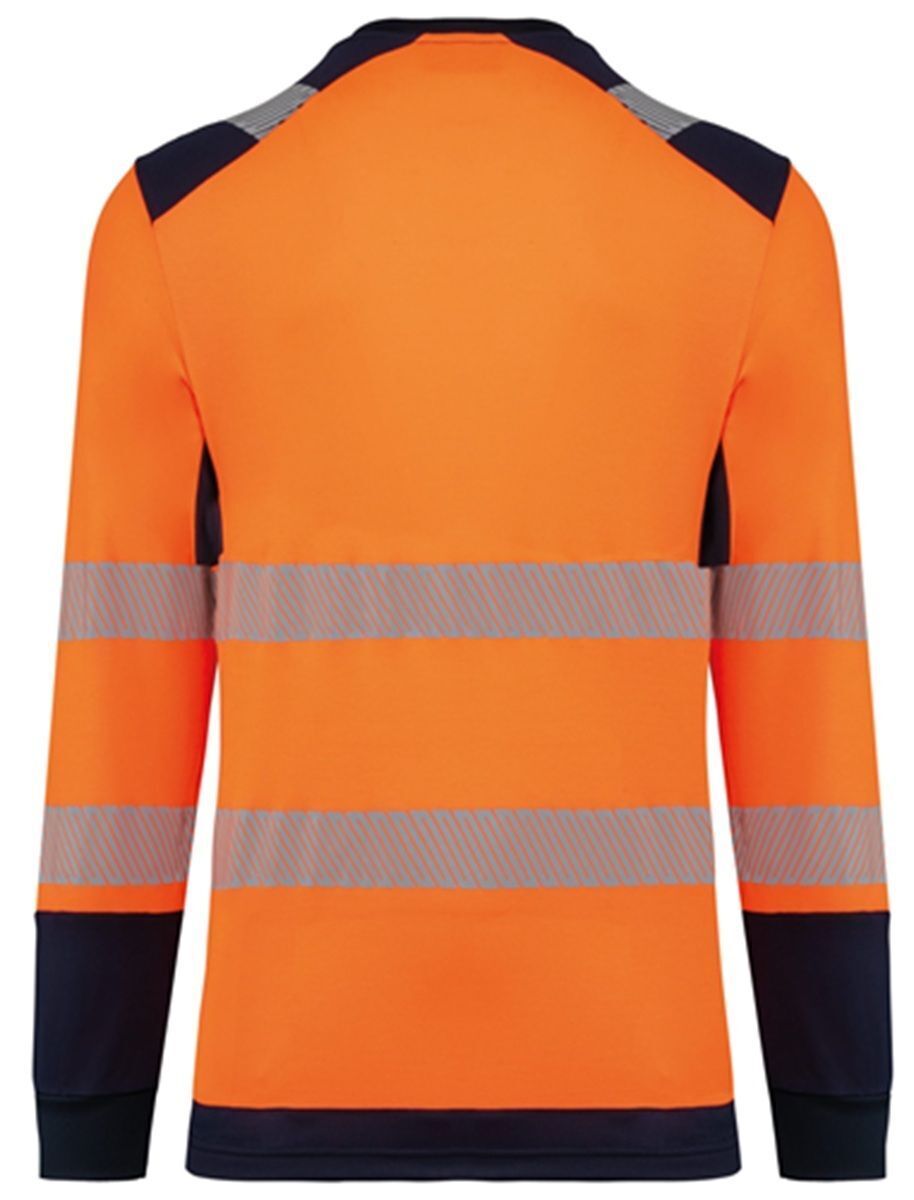 T-shirt de sécurité haute visibilité recyclé - Unisexe - WK361 - orange fluo et bleu marine