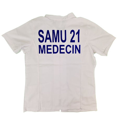 Blouse courte tunique zippée femme OSLO - personnalisée - SAMU - blanc