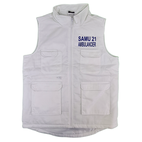 Gilet multipoches rembourré sans manches - personnalisé SAMU - WK607 - blanc