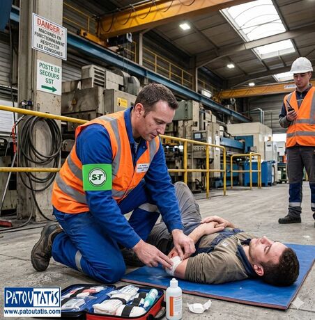Brassard de sécurité SST Secouriste sauveteur du travail - vert fluo