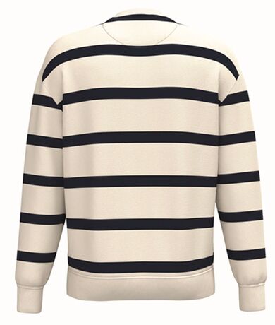 Sweat marin - Rayure et épaules tombantes - Unisexe - PAT450 - beige ivoire
