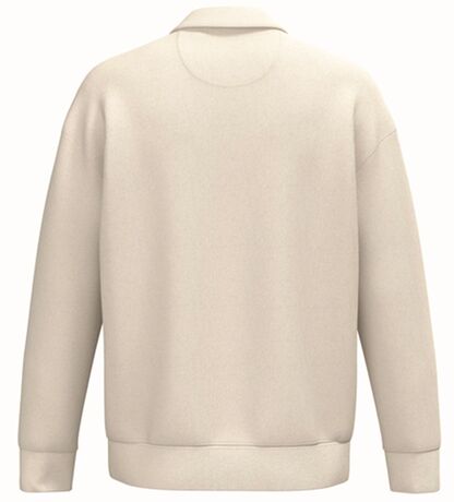 Sweat col polo quart zip - Unisexe - PAT432 - beige ivoire