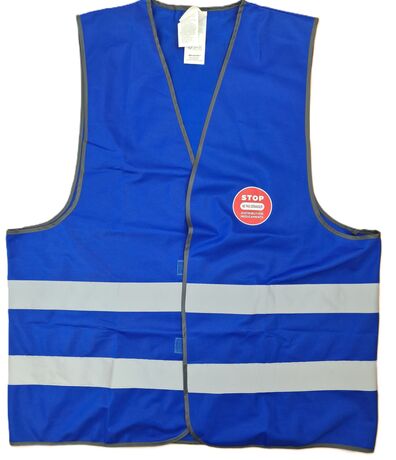 Gilet sécurité STOP NE PAS DERANGER Distribution de médicaments en cours - bleu roi