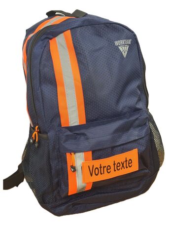 Sac à dos haute visibilité - sécurité WFA440 - personnalisé - bleu marine et orange fluo