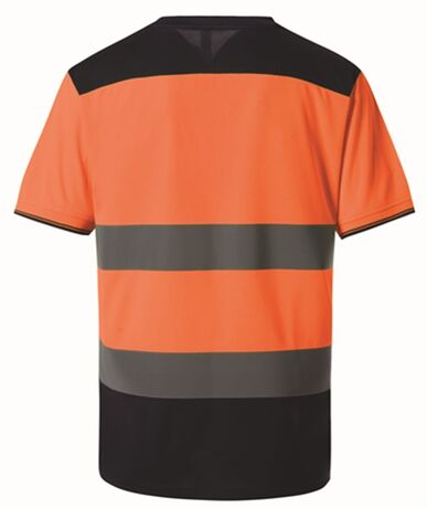 T-shirt bicolore de sécurité haute visibilité - HVJ400 - orange fluo et bleu marine