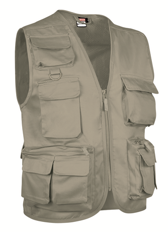 Gilet reporter multipoches sans manches - SAFARI - beige