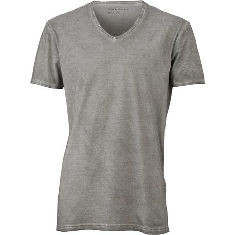 T-shirt style bohémien col V homme JN976 - gris clair