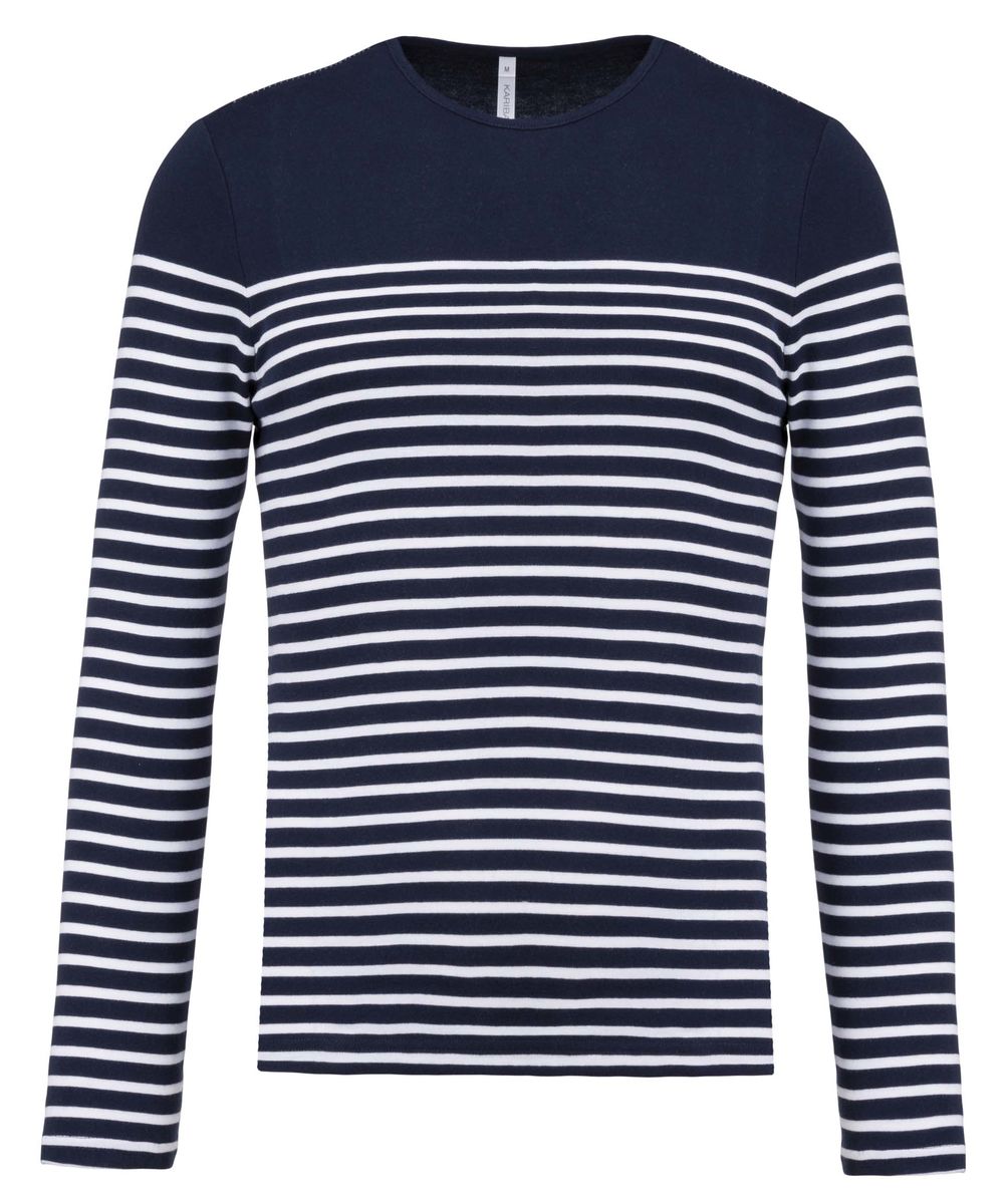 Marinière homme t-shirt manches longues rayé blanc et bleu Mer
