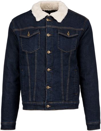 Veste en jean denim doublée fourrure sherpa pour homme