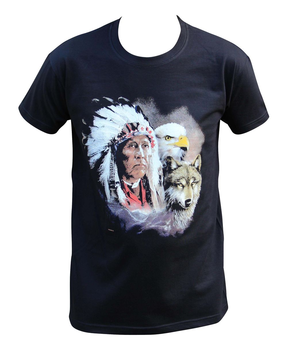 T Shirt Moto Style Biker Americain Indien Loup Et Aigle T Shirt Moto Style Biker Americain Indien Loup Et Aigle