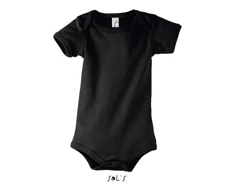 Body Bébé Manches Courtes Noir 100% Coton - Tailles 3 à 18 Mois, Fabrication Française, Lavable 30°C