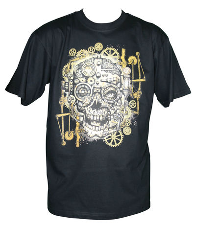 Un T-Shirt Ringer Pour Homme Avec Un Crâne De Squelette Et Des Fleurs Un T-Shirt Ringer Pour Homme Avec Un Crâne De Squelette Et Des Fleurs
