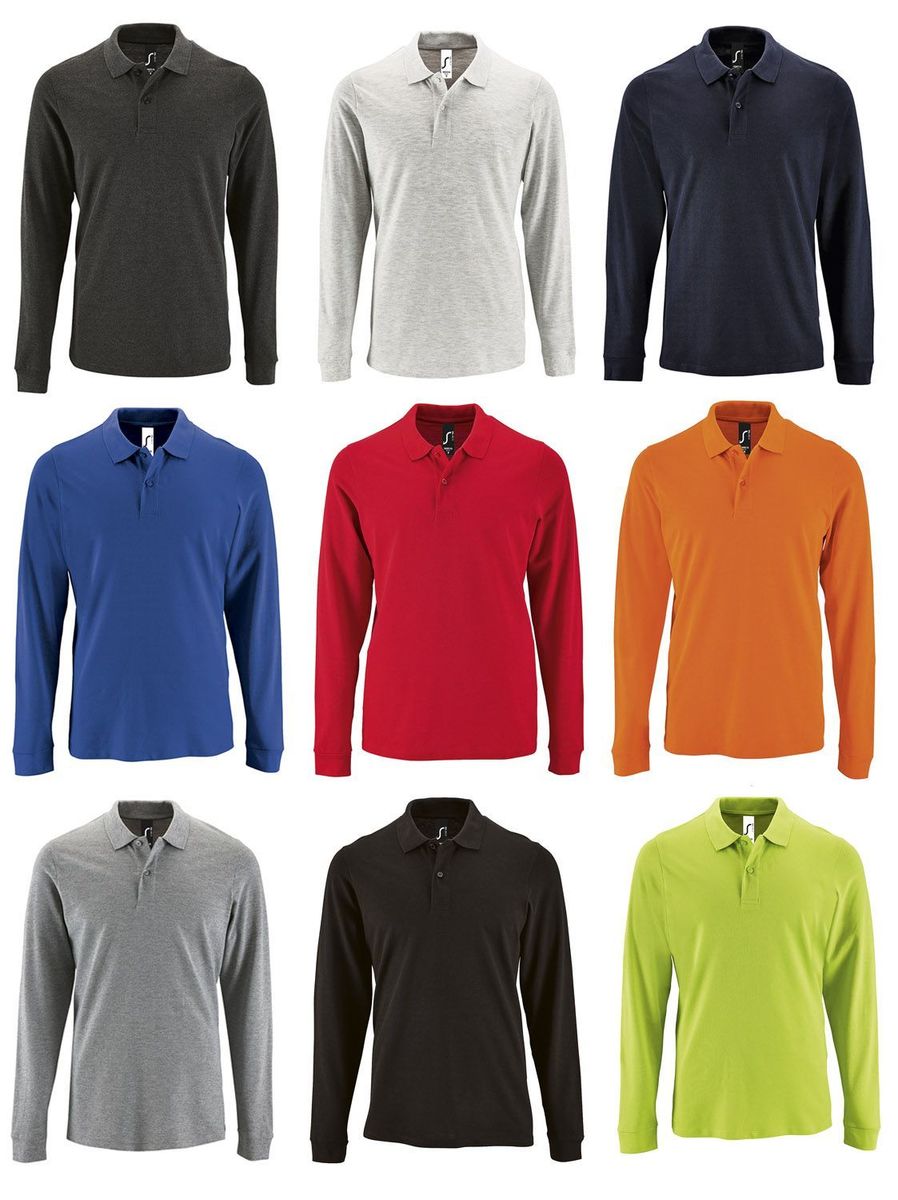 Lot 9 polos manches longues HOMME - multicolore