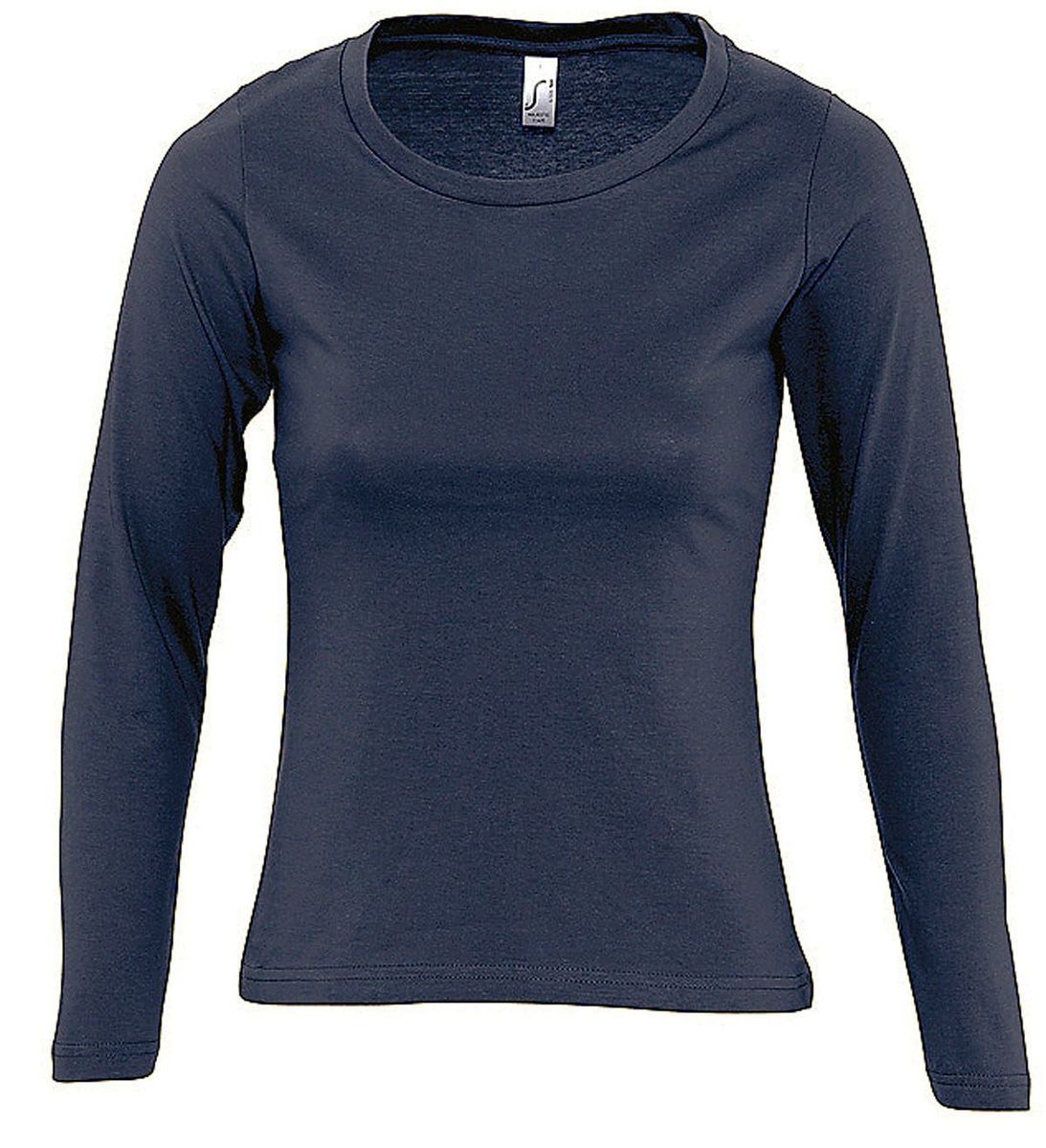 T-shirt Femme Manches Longues Col Rond En Coton Stretch - Haut Basique Confortable Couleur Unie