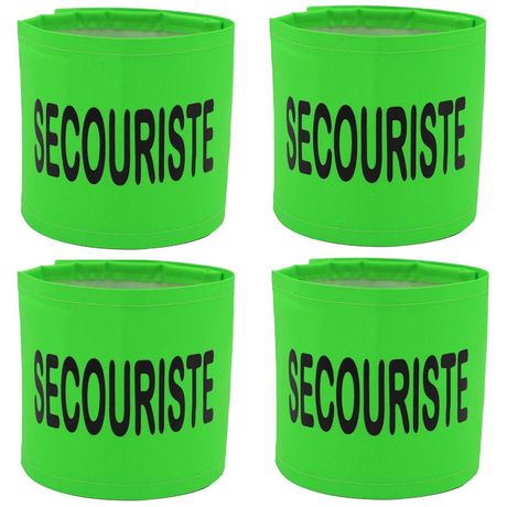 Lot 4 brassards de sécurité haute visiblité serre file jaune fluo et ...