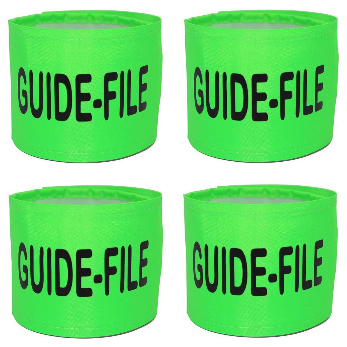 Lot 4 brassards de sécurité haute visiblité guide file vert fluo