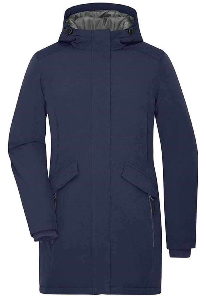 Bleu Marine Impermeable Mi Long Femme Parka Hiver Femme Look épuré