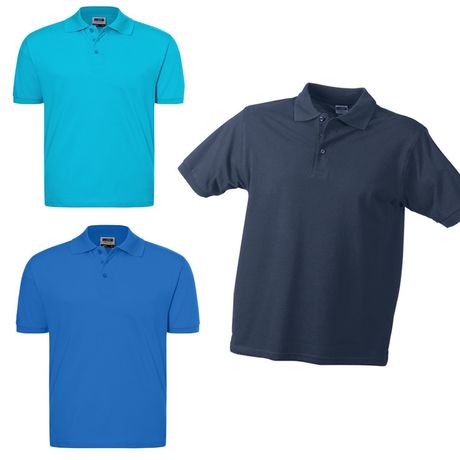 Lot 3 polos unis - Homme - bleu marine - roi - turquoise manches courtes