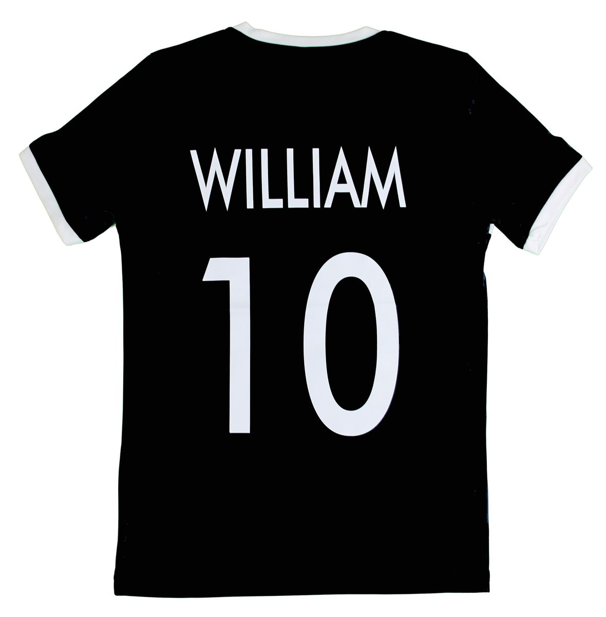 Maillot foot noir et blanc pour enfant personnalisé au dos avec