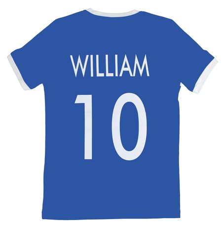 Maillot foot enfant personnalisé avec votre prénom - bleu roi et blanc