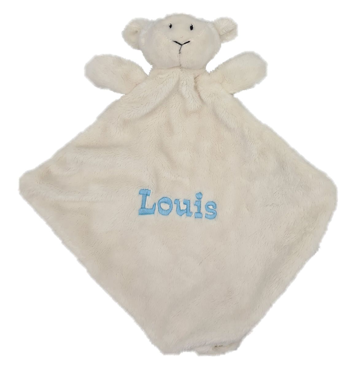 Doudou pour bébé agneau brodé avec prénom de l'enfant