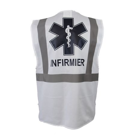 Gilet Sans Manches Chasuble Blanc Marquage Ambulancier gilet-sans-manches-chasuble-blanc-marquage-ambulancier
